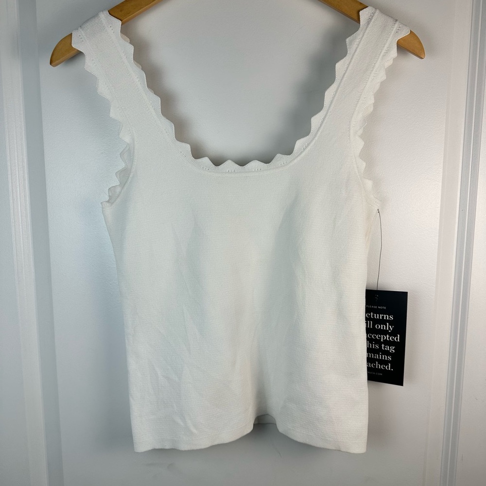 NWT Tuckernuck White Scalloped Compression Tank Top - Picture 10 of 14